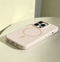 Casing Handphone Silikon Seri 17-14 dengan Pelindung Lensa Magnetik Anti Benturan, Desain Warna Polos dan Lapisan Semprot