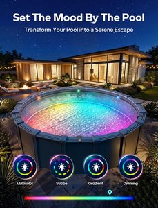 Lampes solaires pour piscines enterrées et <span class=keywords><strong>hors</strong></span> sol, 10 couleurs, 4 modes, télécommande LED, minuterie, étanches (noir, 1 pièce) - Product Image 3