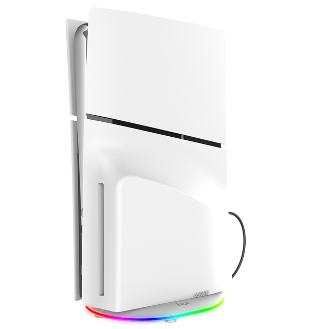 RGB Vertical Stand with Anti-Slip Pad LED Base Gaming Stand Stable for PS5 Slim Console Disc and Digit