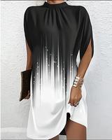 Nouvelle robe d'été pour femmes, tendance, col rond, manches chauve-souris, coupe ample