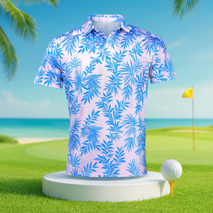 Polo de golf pour homme à manches courtes, respirant, anti-froissement, imprimé, avec broderie de logo personnalisée, 88% polyester, 12% élasthanne - Product Image 3