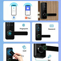 Serrure de porte intelligente haute sécurité avec accès biométrique rapide en 0,3s, noir mat, étanche, serrure électronique pour porte en bois ou en métal