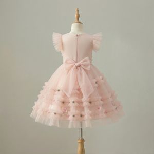 Vestido de Fiesta con Volantes y Tul Floral Hecho a Mano para Niñas de 1 a 12 Años, Venta al Por Mayor - Product Image 3