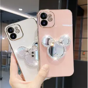 6D galvanoplastie support <span class=keywords><strong>Mickey</strong></span> miroir <span class=keywords><strong>coque</strong></span> de téléphone pour <span class=keywords><strong>Iphone</strong></span> 16 15 13 12 Pro 11 Pro Max 14 Plus <span class=keywords><strong>7</strong></span> 8 breloques pour couverture arrière indésirable - Product Image 2