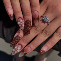 Handmade Plastic Press-On Nails Featuring High-Texture Dark Aesthetic Cat-Eye Effect European American Punk Style Almond Finger