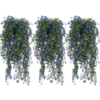 Kunsthangende Bloemen Buiten Faux Planten Lente Decor Zijde Camellia Viooltjes Met Eucalyptus Realistische Uv-Resistente