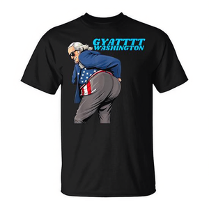 T-Shirt Gyat Washington Nera da Uomo, Girocollo, Manica Corta, Stampa Digitale, Maglietta Promozionale - Product Image 3