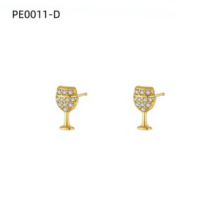 Pendientes de Plata 925 con Circonitas y Diseño de Copa de Vino Amy Amy para Mujer, Uso Diario - Product Image 2