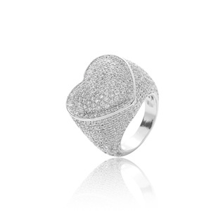 Bague cocktail en moissanite en forme de cœur, plaquée or 18 carats, sertie pavé, bijou de luxe unisexe, cadeau - Product Image 2