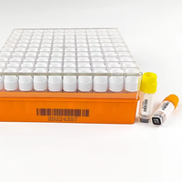 Flacon cryogénique 2D à filetage externe de 2,0 ml, emballage en sachet, bouchons multicolores, codes 3-en-1, -196 ℃ ~121 ℃ Stérile et sans DNase RNase