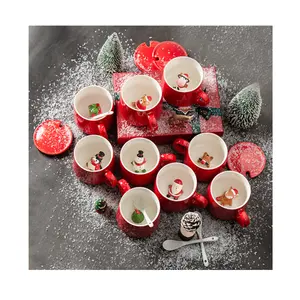Kerst Cup Red Kids Dieren Beste Geschenken Keramische 3D Dierenkop Cup Custom Keramische Koffie Thee Mok Thee Kopjes & schotels Mok Set