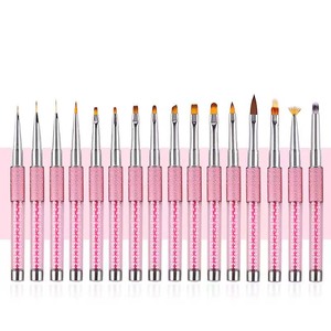 Ensemble de pinceaux à ongles rose nacré avec logo personnalisé pour ongles, poudre acrylique 3D, pinceau plat rond pour gel, liner, dégradé ombré, peinture, manucure - Product Image 2
