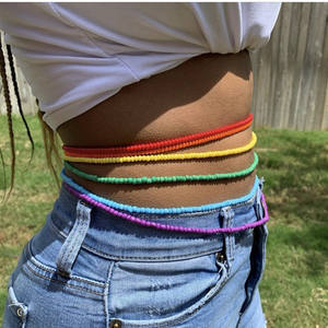 Chaînes de ventre à Double perle de bohème, bijoux de corps élastiques d'été Sexy, Bikini de plage, chaîne de taille, breloques Vintage - Product Image 1