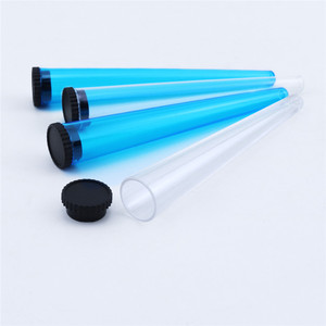 Plastic Tube Packaging Round Clear <b>Blue</b> Storage Containers with Black Caps - Product Image 1