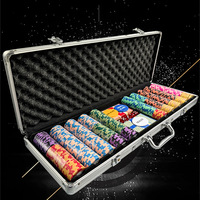 Ensemble complet de poker Texas Hold'em WPT Crown Chip avec jetons en argile de 14g, étui en aluminium noir, nappe de table et accessoires de salle de jeu Mahjong