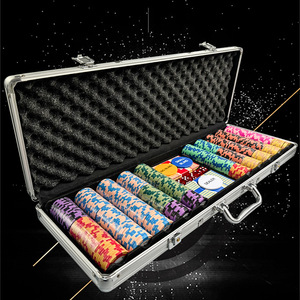 Ensemble complet de <span class=keywords><strong>poker</strong></span> Texas Hold'em WPT Crown Chip avec jetons en argile de 14g, étui en aluminium noir, nappe de table et accessoires de salle de jeu Mahjong - Product Image 5
