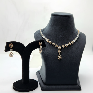 ชุดสร้อยคอเพชรคุณภาพระดับพรีเมี่ยมเครื่องประดับเพชรสวยงามสีโรสโกลด์ - Product Image 2