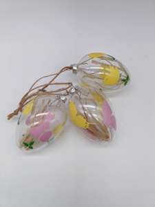 6 بيضة استر شفافة معلقة مع رسم وطلاء ، مجموعة من 3. 3 ديكورات داخل صندوق معبأ - Product Image 4