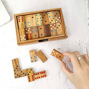 Double-Six Dominos Boîte en bois <span class=keywords><strong>Puzzle</strong></span> Jouets classiques Jeu de société Jouets en bois Cadeaux uniques Maison OEM Best Seller Thaïlande Bois - Product Image 4