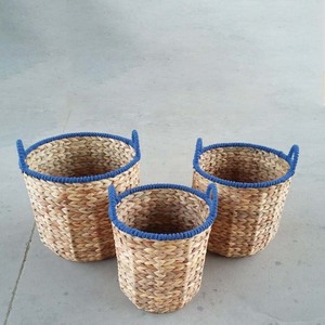 ชุดกล่องเก็บของขนาดใหญ่พร้อมที่วางของในตำนานตะกร้าหวายผักตบชวา2ใบมีด้ามจับทำจากไม้ - Product Image 1