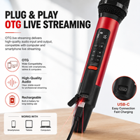 Microphone de streaming en direct tout-en-un avec carte son intégrée, réduction de bruit IA, micro karaoké OTG pour téléphone et PC