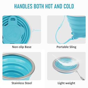 Vente en gros de tasses à café pliables en silicone réutilisables sans BPA, portables, pour le sport et les voyages, gobelets pliables, bouteilles d'eau pliables, tasses à thé - Product Image 3