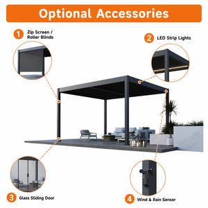Pergola moderne en aluminium, imperméable, <span class=keywords><strong>avec</strong></span> rideaux latéraux et <span class=keywords><strong>moustiquaire</strong></span> pour balcon, toit ou terrasse (3x3m à 6x4m) - Product Image 4