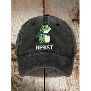 Casquette de baseball 6 panneaux pour homme, en coton lavé, style 'Dad Hat' vieilli, imprimée rétro, à calotte souple, motif grenouille, best-seller transfrontalier - Product Image 6