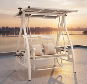 Lit balançoire d'extérieur moderne en aluminium robuste <span class=keywords><strong>avec</strong></span> <span class=keywords><strong>toit</strong></span> solaire et tables latérales, résistant aux intempéries, <span class=keywords><strong>hamac</strong></span> de jardin – Tendance 2026 - Product Image 4