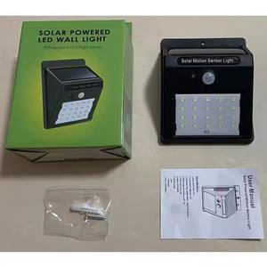 ไฟ LED พลังงานแสงอาทิตย์ 20 ดวงไฟ LED เซ็นเซอร์ตรวจจับความเคลื่อนไหวไร้สายกันน้ำพลังงานแสงอาทิตย์ไฟกลางแจ้งตกแต่งสวนสปอตไลท์โคมไฟติดผนัง - Product Image 2