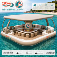 Cabane flottante gonflable avec auvent, canapé, bar et plateforme pour lac, piscine, yacht, usage en resort