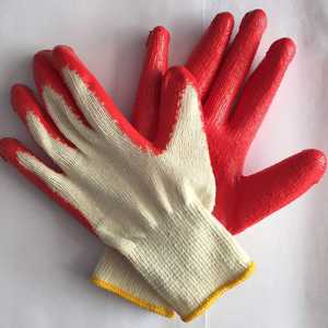 Barato calibre 10 de punto de algodón blanco rojo látex guantes de goma recubiertos mano de trabajo de protección guantes de trabajo de seguridad Guantes - Product Image 2