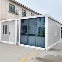 Maison conteneur à façade vitrée, villa modulaire préfabriquée de luxe, cabane isolée pour bureau de jardin ou maison de vacances