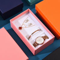 Cajas de papel minimalistas de primera calidad para joyería, 5 unidades/juego, con esponja para guardar relojes, pendientes, pulseras, collares, regalos de cumpleaños, embalaje
