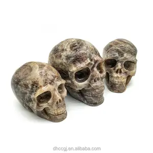 도매 자연 광택 크리스탈 moonstone 두개골 크리스탈 공예 블루 플래시 화이트 moonstone 두개골 장식