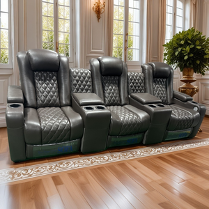Fauteuil inclinable réglable Fauteuil <span class=keywords><strong>électrique</strong></span> de massage relaxant <span class=keywords><strong>Canapé</strong></span> de salon de théâtre <span class=keywords><strong>Canapé</strong></span> moderne de cinéma en cuir véritable - Product Image 2