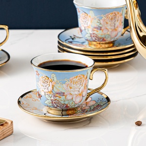 Ensemble de tasses à thé de luxe en céramique, Style européen, anglais, turque, en <span class=keywords><strong>or</strong></span>, Style européen, arabe - Product Image 3