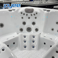 Jacuzzi Joyee para 5 Personas, Cubierta de Acrílico Ariestech, 92 Chorros Combinados, Bañera Exterior Moderna, OEM Chino, Opcional con Borde Decorativo