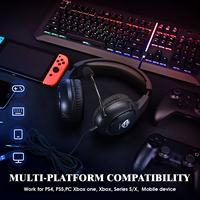 Casque de jeu circum-auriculaire avec éclairage monochrome, haut-parleurs à armature équilibrée, AAC pour PS5, PS4, Switch, PC, Esport, aide auditive, DJ