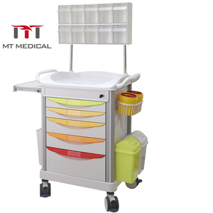 Chariot d'anesthésie mobile en <span class=keywords><strong>plastique</strong></span> ABS de qualité supérieure pour patients hospitaliers, avec <span class=keywords><strong>tiroirs</strong></span>, par MT MEDICAL Hospital Furniture - Product Image 1