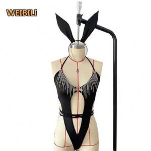 All'ingrosso nero <span class=keywords><strong>Sexy</strong></span> Lingerie traforata Lingerie Cosplay donna <span class=keywords><strong>coniglio</strong></span> <span class=keywords><strong>Sexy</strong></span> costume intero - Product Image 4