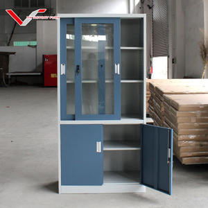 दो दरवाजे धातु अलमारियाँ स्लाइडिंग ग्लास डोर ऑफिस फाइल करने के साथ कैबिनेट धातु कैबिनेट धातु कैबिनेट - Product Image 4