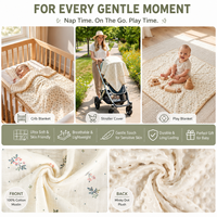 Couverture pour bébé respirante en coton mousseline brodé double face et à pois gaufrés, personnalisée par le fabricant