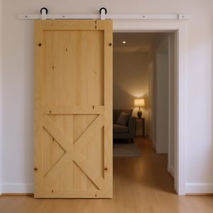 Kit de quincaillerie de montage pour porte coulissante intérieure 36 x 84 pouces, en bois massif, style rustique non fini - Product Image 2