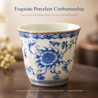 Service à thé - Ensemble en céramique bleu et blanc - Théière, pot à thé à poignée, tasse à thé - Cadeaux d'affaires/Ensemble cadeau d'entreprise