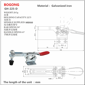 BOGONG GH-225-D Quick Release Horizontal <strong>Toggle</strong> <strong>Clamp</strong> l 500 lb Holding Capacity, 225D GH225D - Product Image 2