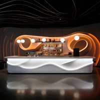 Comptoir de bar LED incurvé moderne, en forme de vague, lumineux, pour salon commercial haut de gamme, boîte de nuit, restaurant