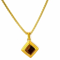 Collier en acier inoxydable plaqué or avec pendentif turquoise personnalisé de Cheng Jewelers pour cadeaux d'anniversaire