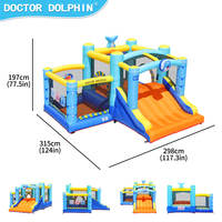 Château gonflable personnalisable pour usage domestique, avec toboggan et piscine à balles, pour enfants