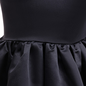 <span class=keywords><strong>Elegante</strong></span> abito da ballo in raso nero con colletto <span class=keywords><strong>bianco</strong></span> fiocco <span class=keywords><strong>vestito</strong></span> da ragazze di fiori per matrimoni compleanni occasioni speciali - Product Image 5